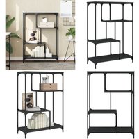 Bücherregal Schwarz 81x36x115 cm Holzwerkstoff und Stahl - BucheRegal - Industrielles Regal - Regal Schwarz - Regal Metall - Regal Holz - Home & von VIDAXL