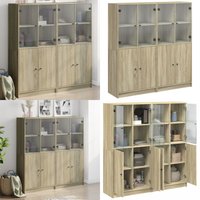Vidaxl - Bücherschrank mit Türen Sonoma-Eiche 136x37x142cm Holzwerkstoff - Holzschrank - Sideboard - Bücherregal - Wohnzimmermöbel - Eichefarben von VIDAXL
