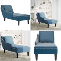 Chaiselongue mit Kissen und Rechter Armlehne Blau Samt - Vidaxl von VIDAXL