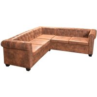 Vidaxl - Chesterfield-Ecksofa 5-Sitzer Braun Kunstleder Vidaxl - Chesterfield-Ecksofa 5-Sitzer Braun Kunstleder von VIDAXL