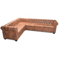 Vidaxl - Chesterfield-Ecksofa 6-Sitzer Kunstleder Braun Vidaxl - Chesterfield-Ecksofa 6-Sitzer Kunstleder Braun von VIDAXL