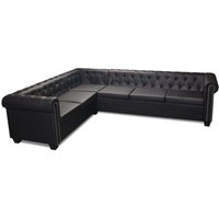 Chesterfield-Ecksofa 6-Sitzer Kunstleder Schwarz Vidaxl von VIDAXL