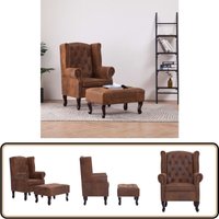 Vidaxl - Chesterfield-Sessel und Fußhocker Braun Wildleder-Optik - Chesterfield Sessel - Leder Optik Sessel - Wohnraum Dekoration - Bequemes Sofa Vidaxl - Chesterfield-Sessel und Fußhocker Braun Wildleder-Optik - Chesterfield Sessel - Leder Optik Sessel - Wohnraum Dekoration - Bequemes Sofa von VIDAXL