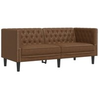 Chesterfield-Sofa 2-Sitzer Braun Kunstleder in Wildleder-Optik Vidaxl 737246 von VIDAXL