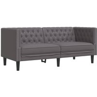 Chesterfield-Sofa 2-Sitzer Grau Kunstleder Vidaxl von VIDAXL