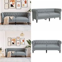 Vidaxl - Chesterfield-Sofa 2-Sitzer Hellgrau Stoff - Chesterfield Sofa - Couch - Ledercouch - Samtcouch - Grau Sofa - Home & Living von VIDAXL