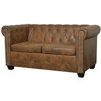 Chesterfield-Sofa 2-Sitzer Kunstleder Braun Vidaxl von VIDAXL