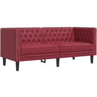 Chesterfield-Sofa 2-Sitzer Weinrot Kunstleder Vidaxl von VIDAXL