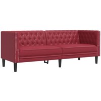 Vidaxl - Chesterfield-Sofa 3-Sitzer Weinrot Kunstleder von VIDAXL