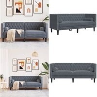 Vidaxl - Chesterfield-Sofa mit Nackenrollen 2-Sitzer Dunkelgrau Samt Vidaxl - Chesterfield-Sofa mit Nackenrollen 2-Sitzer Dunkelgrau Samt von VIDAXL