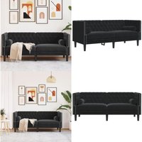 Vidaxl - Chesterfield-Sofa mit Nackenrollen 2-Sitzer Schwarz Samt Vidaxl - Chesterfield-Sofa mit Nackenrollen 2-Sitzer Schwarz Samt von VIDAXL