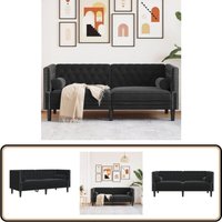 Vidaxl - Chesterfield-Sofa mit Nackenrollen 2-Sitzer Schwarz Samt Vidaxl - Chesterfield-Sofa mit Nackenrollen 2-Sitzer Schwarz Samt von VIDAXL