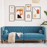 Chesterfield-Sofa mit Nackenrollen 3-Sitzer Blau Samt - Vidaxl von VIDAXL