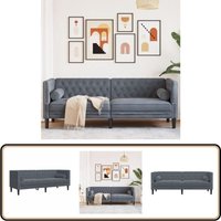 Chesterfield-Sofa mit Nackenrollen 3-Sitzer Dunkelgrau Samt - Vidaxl Chesterfield-Sofa mit Nackenrollen 3-Sitzer Dunkelgrau Samt - Vidaxl von VIDAXL
