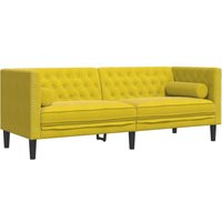 Vidaxl - Chesterfield-Sofa mit Nackenrollen 3-Sitzer Gelb Samt von VIDAXL