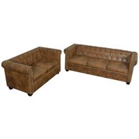 Vidaxl - Chesterfield-Sofas 2-Sitzer und 3-Sitzer Braun Vidaxl - Chesterfield-Sofas 2-Sitzer und 3-Sitzer Braun von VIDAXL