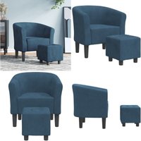 Clubsessel mit Fußhocker Dunkelblau Samt - Vidaxl Clubsessel mit Fußhocker Dunkelblau Samt - Vidaxl von VIDAXL
