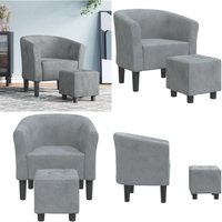 Clubsessel mit Fußhocker Dunkelgrau Samt - Samtsofa - Lounge Chair - Sessel Grau - Gemütlicher Sessel - Bequeme Polstersitze - Home & Living Clubsessel mit Fußhocker Dunkelgrau Samt - Samtsofa - Lounge Chair - Sessel Grau - Gemütlicher Sessel - Bequeme Polstersitze - Home & Living von VIDAXL