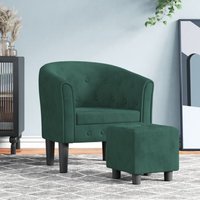 Vidaxl - Clubsessel mit Fußhocker Dunkelgrün Samt von VIDAXL