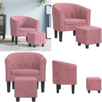 Vidaxl - Clubsessel mit Fußhocker Rosa Samt - Samtsofa - Akzentstuhl - Lounge Chair - Bequeme Sessel - Rosa Sofa - Home & Living von VIDAXL
