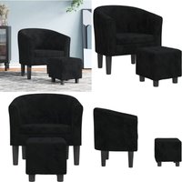 Vidaxl - Clubsessel mit Fußhocker Schwarz Samt - Samtsofa - Lounge Chair - Beistelltisch - Sessel Schwarz - Gemütlicher Sessel - Home & Living von VIDAXL