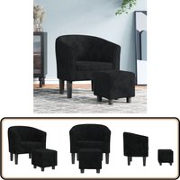 Vidaxl - Clubsessel mit Fußhocker Schwarz Samt - Samtsofa - Lounge Chair - Beistelltisch - Sessel Schwarz - Gemütlicher Sessel Vidaxl - Clubsessel mit Fußhocker Schwarz Samt - Samtsofa - Lounge Chair - Beistelltisch - Sessel Schwarz - Gemütlicher Sessel von VIDAXL
