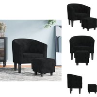 Clubsessel mit Fußhocker Schwarz Samt - Samtsofa - Lounge Chair - Beistelltisch - Sessel Schwarz - Gemütlicher Sessel von VIDAXL