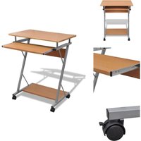 Vidaxl - Computertisch Computerwagen pc Tisch Bürotisch Laptop auf Rollen braun - Computertisch - Schreibtisch - Bürotisch - Laptoptisch - PC-Tisch von VIDAXL
