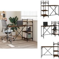Computertisch mit Regal Braun Eiche-Optik 120x47x109 cm - Schreibtisch - Computertisch - Bürotisch - Home Office - Arbeitsplatz von VIDAXL