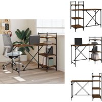 Computertisch mit Regal Räuchereiche 120x47x109 cm - Schreibtisch - Computertisch - Home Office - Arbeitsplatz - Regal von VIDAXL