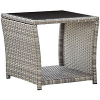 Bonnevie - Couchtische Kaffeetisch Grau 45 x 45 x 40 cm Poly Rattan und Glas vidaXL von BONNEVIE