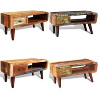Couchtisch mit Abgerundeter Seite & 1 Schublade Altholz - Couchtisch - Holzmöbel - Altholz - Recycelt - Handgefertigt - Home & Living von VIDAXL