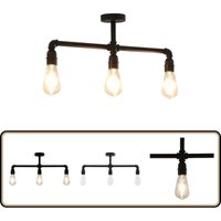 Deckenleuchte Schwarz 3 x E27-Fassungen - Steampunk Lampe - Deckenlampe Schwarz - Wohnzimmer Deko - Industrie Style - led Deckenleuchte von VIDAXL