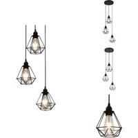 Vidaxl - Deckenleuchte mit Diamant-Design Schwarz 3 x E27 Glühbirnen - Metalldeckeleuchte - Schwarze Deckenleuchte - Designer Deckenleuchte von VIDAXL