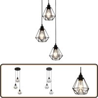 Vidaxl - Deckenleuchte mit Diamant-Design Schwarz 3 x E27 Glühbirnen - Metalldeckeleuchte - Schwarze Deckenleuchte - Designer Deckenleuchte von VIDAXL