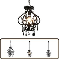 Deckenleuchte mit Perlen Schwarz Rund E14 - Dekorleuchte - Pendelleuchte - Wohnzimmer Deko - Schlafzimmer Deko - Moderne Lampe von VIDAXL