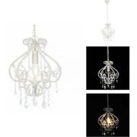 Vidaxl - Deckenleuchte mit Perlen Weiß Rund E14 - Dekorleuchte - Kristallleuchte - Pendelleuchte - Wohnzimmer Deko - Schlafzimmer Deko von VIDAXL