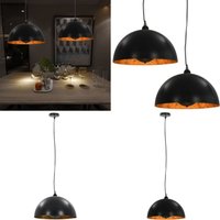 Vidaxl - Deckenleuchten 2 Stk. Schwarz und Gold Halbkugelförmig 40cm E27 - Dekorleuchten - Wandlampen - Wohnzimmer Deko - Schlafzimmer Beleuchtung von VIDAXL