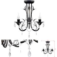 Vidaxl - Decknlampe Art Novau mit Kristallperlen 3 x E14 - Kronleuchter - Schwarz von VIDAXL