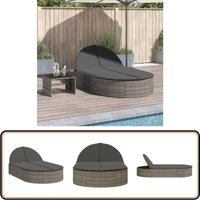 Vidaxl - Doppel-Sonnenliege mit Kissen Grau Poly Rattan von VIDAXL
