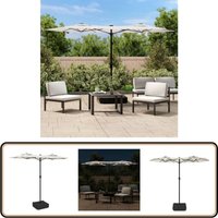 Vidaxl - Doppel-Sonnenschirm mit LED-Leuchten Sandweiß 316x240 cm - Doppelsonnenschirm - Gartenmöbel - Outdoor Beleuchtung - Terrasse Dekoration von VIDAXL