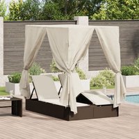 Doppel-Sonnenliege mit Dach und Vorhängen Braun Poly Rattan Vidaxl 425164 Doppel-Sonnenliege mit Dach und Vorhängen Braun Poly Rattan Vidaxl 425164 von VIDAXL