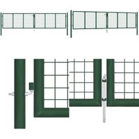 Vidaxl - Doppelstabmatten-Doppeltor Stahl 390x100 cm Grün - Doppelstabmattenzaun - Gartentor - Zaun - Metalltor - Sicherheitstor - Home & Living von VIDAXL
