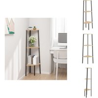 Vidaxl - Eckregal mit 3 Ablagen Hellbraun und Schwarz 45,5x31,5x120 cm - Eckschrank - Bücherregal - Raumsparsamkeit - Stauraum - Metallregal von VIDAXL