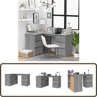Vidaxl - Eckschreibtisch Grau Sonoma 145x100x76 cm Holzwerkstoff - Eck Schreibtisch - Schreibtisch Grau - Büro Möbel - Home Office - Holzwerkstoff von VIDAXL