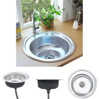 The Living Store Einbauspüle mit Sieb und Siphon Edelstahl - Küchenspülen & Spülbecken - Silber von VIDAXL