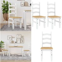 Vidaxl - Essstühle 2 Stk. Corona Weiß 42x47x107 cm Massivholz Kiefer - Esszimmerstühle - Küchenstühle - Holzmöbel - Kiefernholz Möbel - Weiße Stühle von VIDAXL