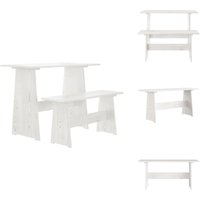 Vidaxl - Esstisch mit Bank reine Weiß Massivholz Kiefer - Esstisch - Holztisch - Kiefernholztisch - Weißer Esstisch - Essgruppenset Vidaxl - Esstisch mit Bank reine Weiß Massivholz Kiefer - Esstisch - Holztisch - Kiefernholztisch - Weißer Esstisch - Essgruppenset von VIDAXL