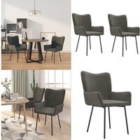 Vidaxl - Esszimmerstühle 2 Stk. Dunkelgrau Samt - Esszimmerstühle - Samtstühle - Dunkelgraue Möbel - Bequeme Stühle - Stühle Mit Armlehnen - Home & von VIDAXL