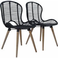 Vidaxl - Esszimmerstühle 2 Stk. Schwarz Natur Rattan Schwarz von BONNEVIE